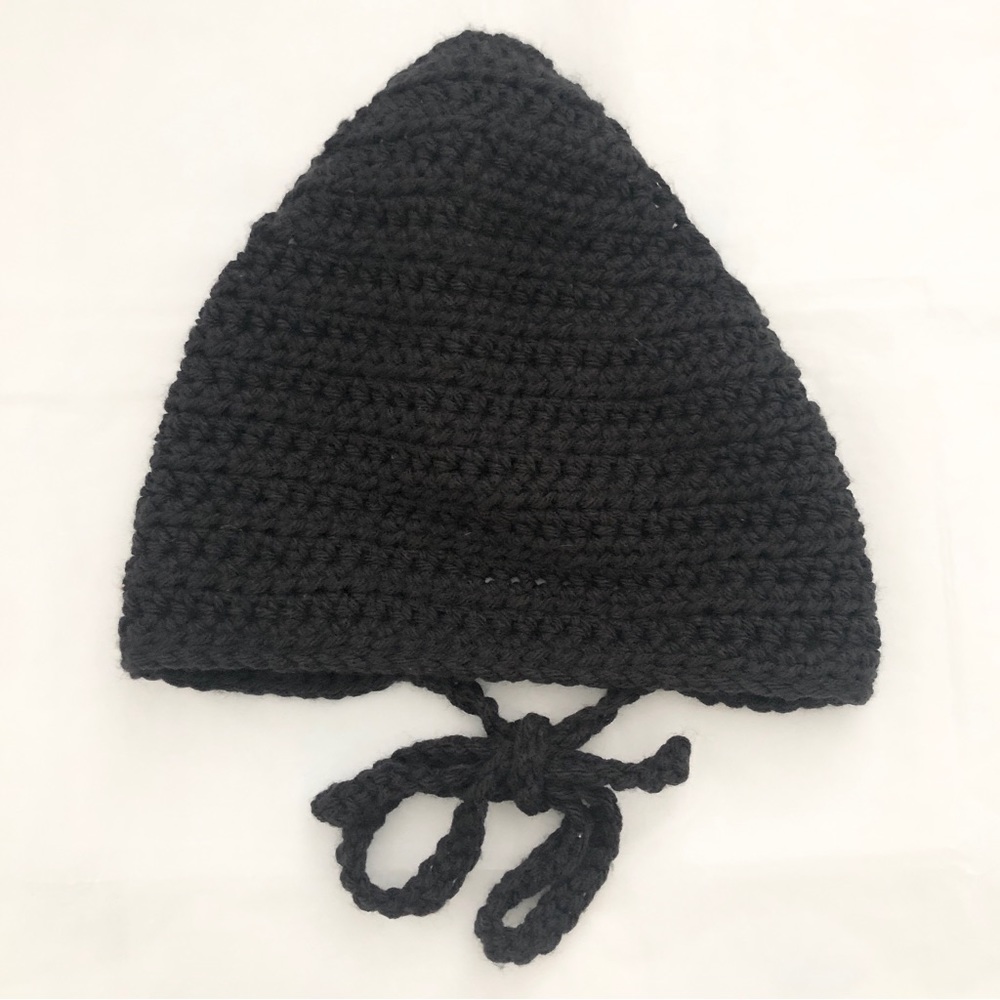 Black Crochet 90s Y2K Bandanna Head Scarf